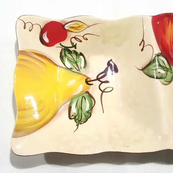 Loren Home Trend Italian Hand Painted Porcelain Fruit Theme Serving DishTray - Picture 3 of 5